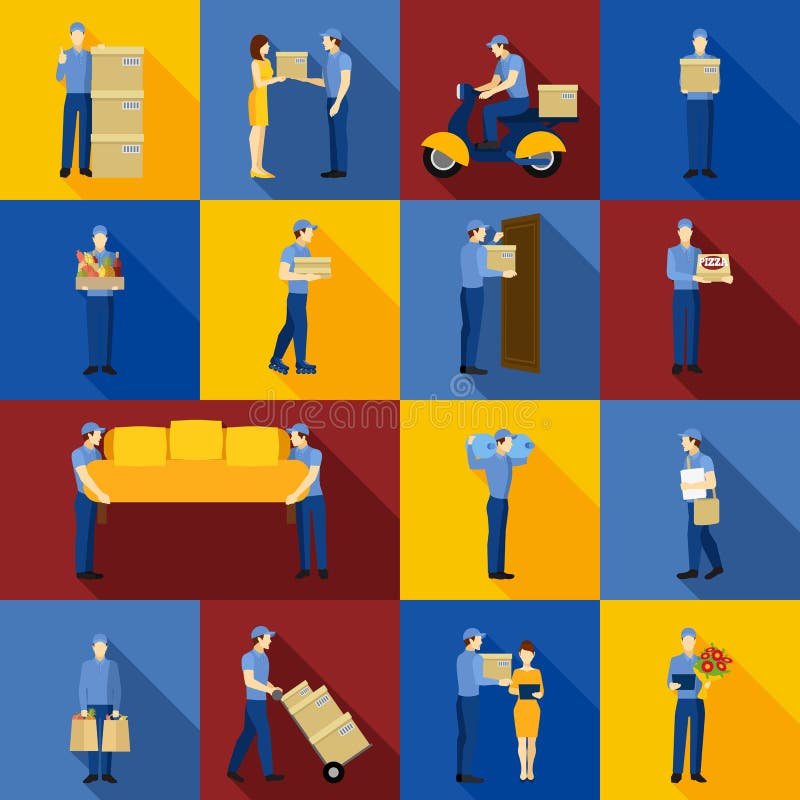 Delivery Man Icons Set stock illustration Delivery Man Icons Set stock illustration