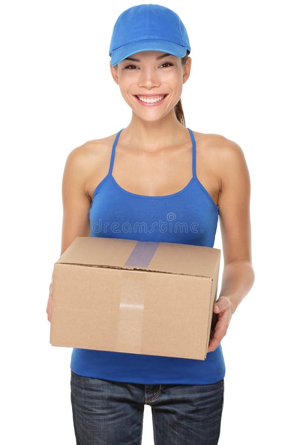 Delivery postal service woman stock image