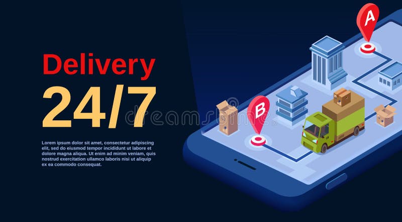 Delivery service app vector isometric illustration stock illustration Delivery service app vector isometric illustration stock illustration
