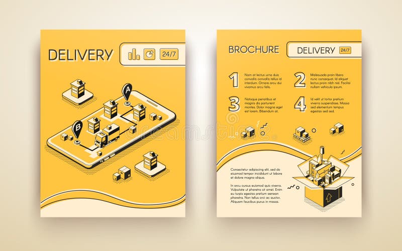 Delivery service booklet isometric vector template royalty free illustration Delivery service booklet isometric vector template royalty free illustration