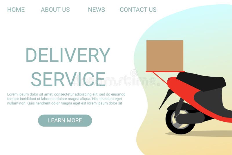 Delivery Service. Man Riding Motor Scooter with a Box. Smartphone with Map Tracking. Fast