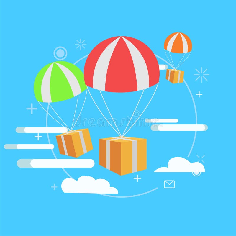 Delivery Service. Package by Air, Gift Stock Vector Illustration of