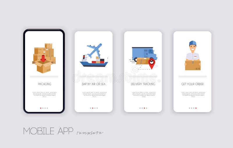 Delivery Tracking App. Template Screens User Interface Kit for Mobile