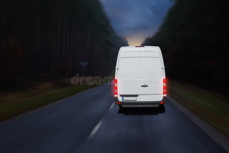 Delivery van on a country road stock photography Delivery van on a country road stock photography