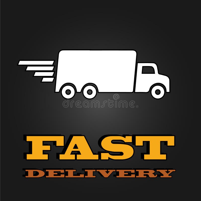 Delivery Van Poster with Fast Delivery Letters Stock Vector