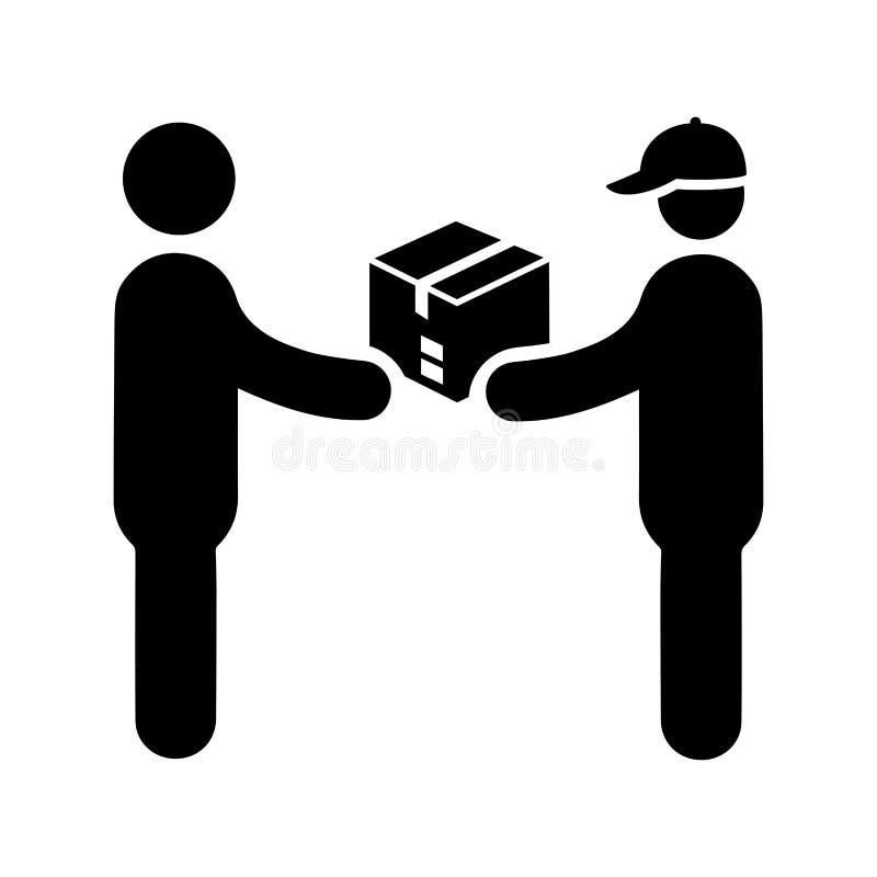 Deliveryman, Package, Receive Icon. Editable Vector Graphics Stock