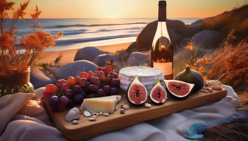 Delizioso picnic estivo sulla spiaggia fotografie stock libere da diritti