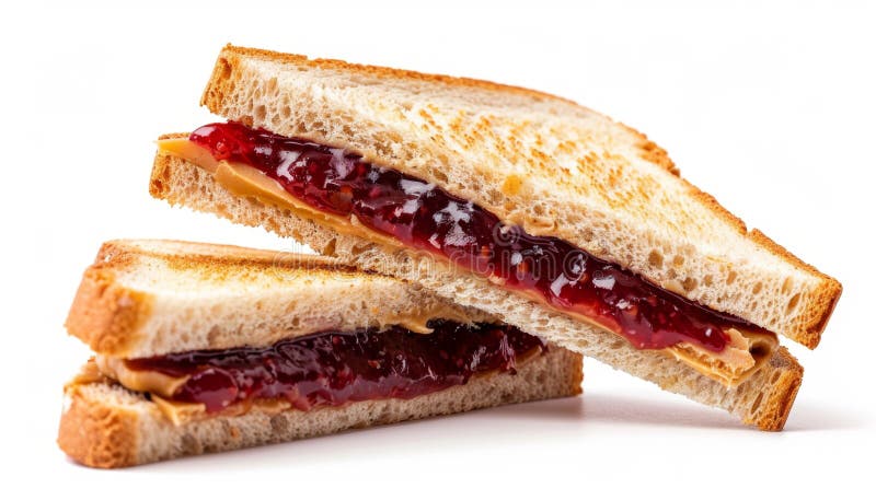 Delizioso sandwich con burro di arachidi e gelatina su fondo bianco illustrazione di stock