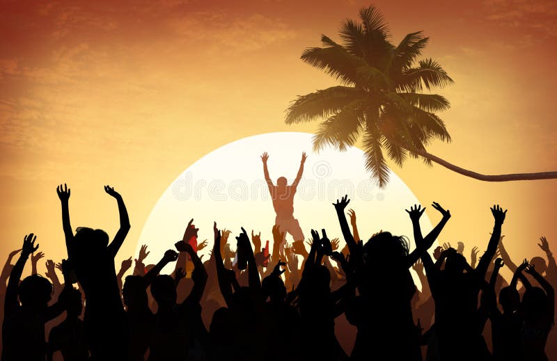 Beach Summer Music Concert Outdoors Recreational Pursuit Concept. Beach Summer Music Concert Outdoors Recreational Pursuit Concept.