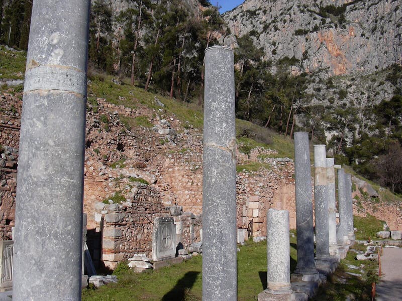 Delphi ancient sanctuary Phocis Greece stock photos