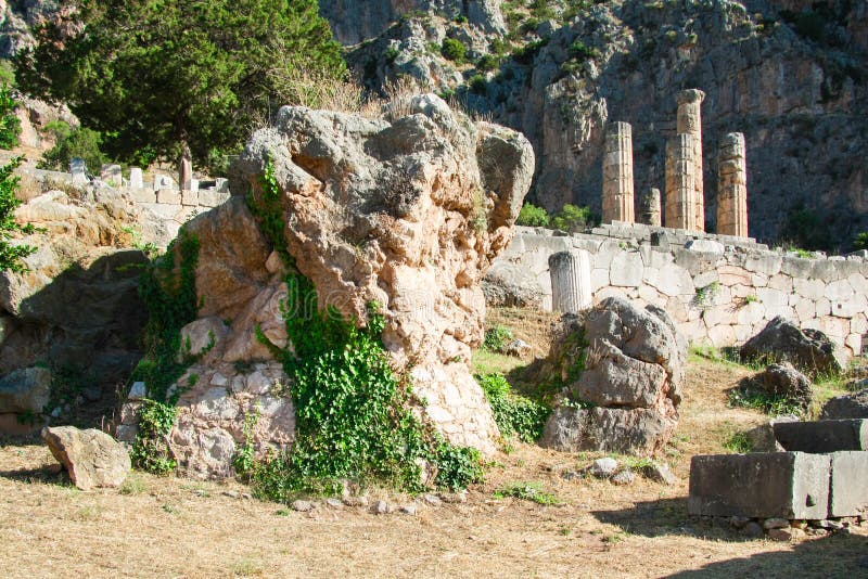 Delphi, Greece: Rock of the Sibyl near the Temple of Apollo, Center of ancient Greek Culture