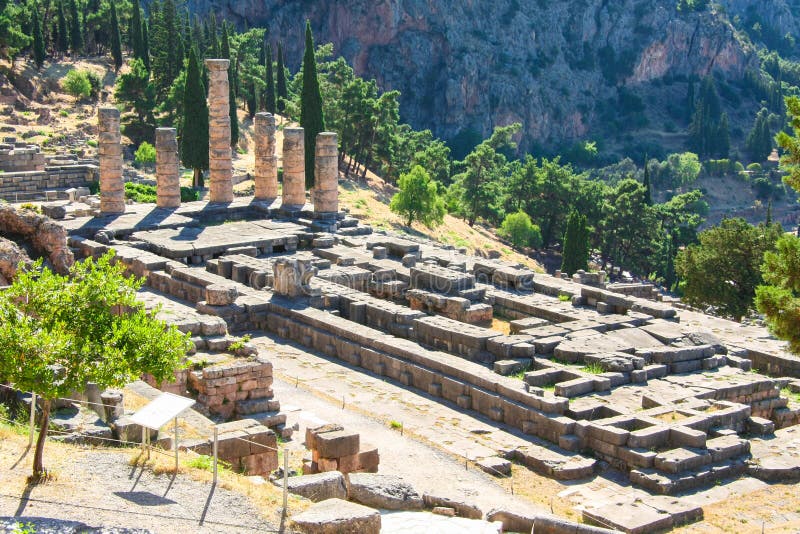 Delphi, Greece: Ruins of Temple of Apollo with Delphi Oracle, Centre of Greek culture