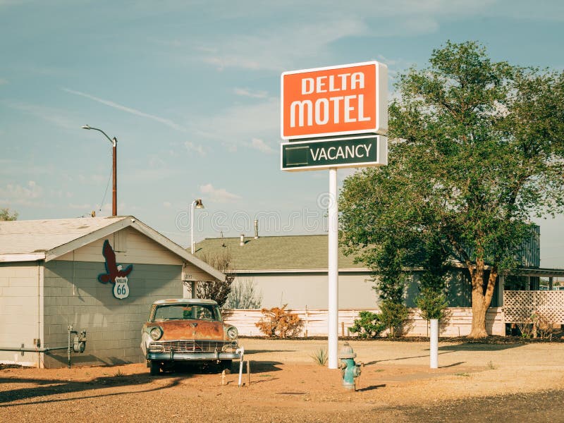 Delta Motel, on Route 66 in Winslow, Arizona Editorial Stock Image