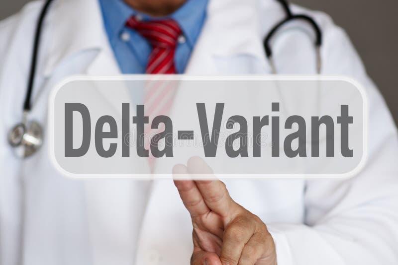 Delta-Variant Button - Doctor touching screen