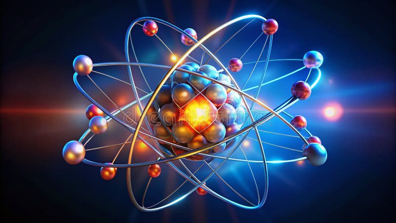 Dynamic 3D Technetium Atom Visualization Exploring Medical Imagings LowLight Capabilities and Atomic Structure stock illustration