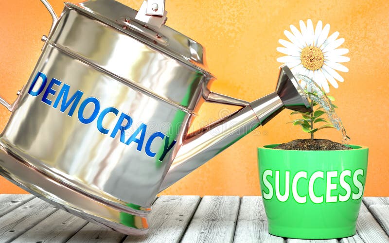A democracia ajuda a alcançar o sucesso, visto que a palavra democracia na água pode simbolizar que a democracia faz o sucesso cre