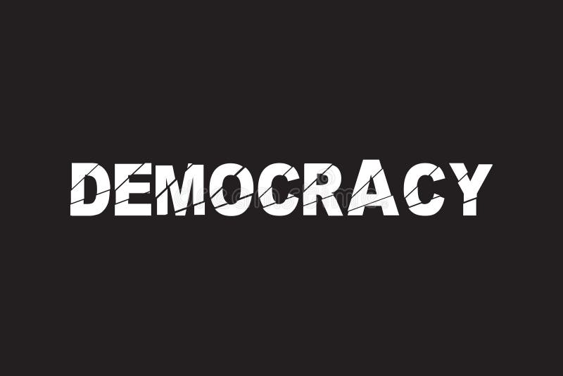Democracia quebrada em perigo o sistema democrático está a deteriorar-se e a piorar. ilustração vetorial.