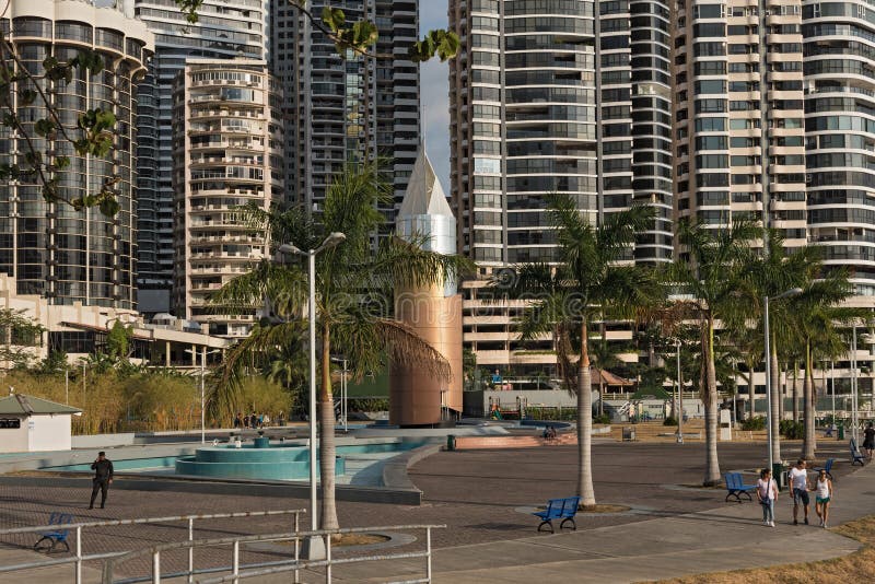 Democracy Plaza in Front of the Skyline in Panama City Editorial Photo