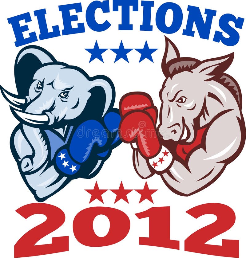 Democrat Donkey Republican Elephant Mascot 2012 stock illustration