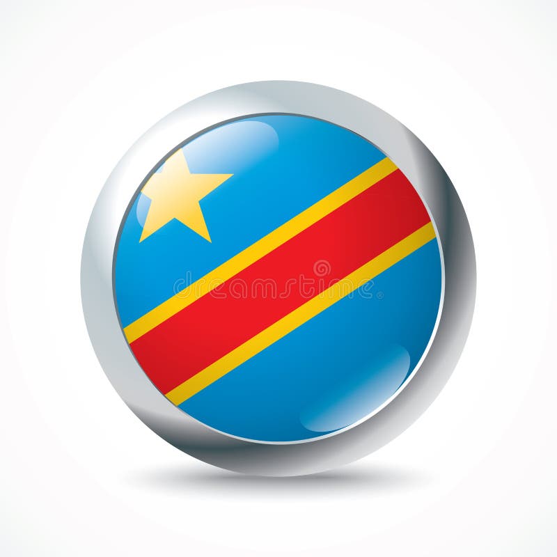 Democratic Republic of the Congo flag button vector illustration