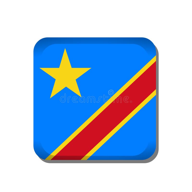 Democratic Republic of the Congo flag button icon isolated on white background royalty free illustration