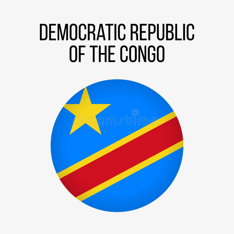 Democratic Republic of the Congo Flag Button Vector Illustration royalty free illustration