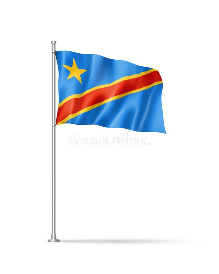 Democratic Republic of the Congo Flag Isolated on White Concrete Wall
