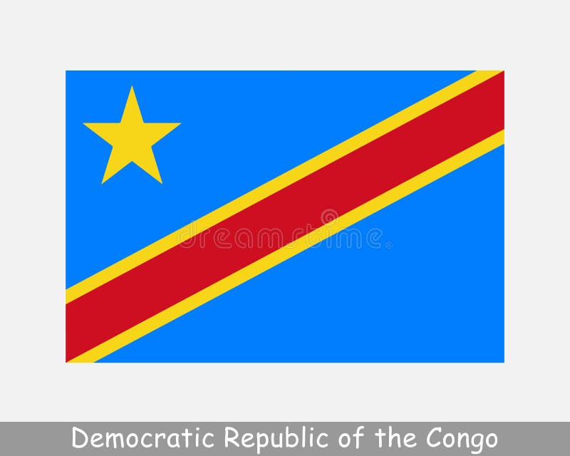 Vecteur Stock Congo flag. Isolated national flag of Congo-Kinshasa. Waving  flag of the Democratic Republic of the Congo. Fluttering textile congolese  flag.