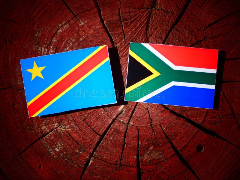 Democratic Republic Of The Congo Flag With South African Flag On Stock