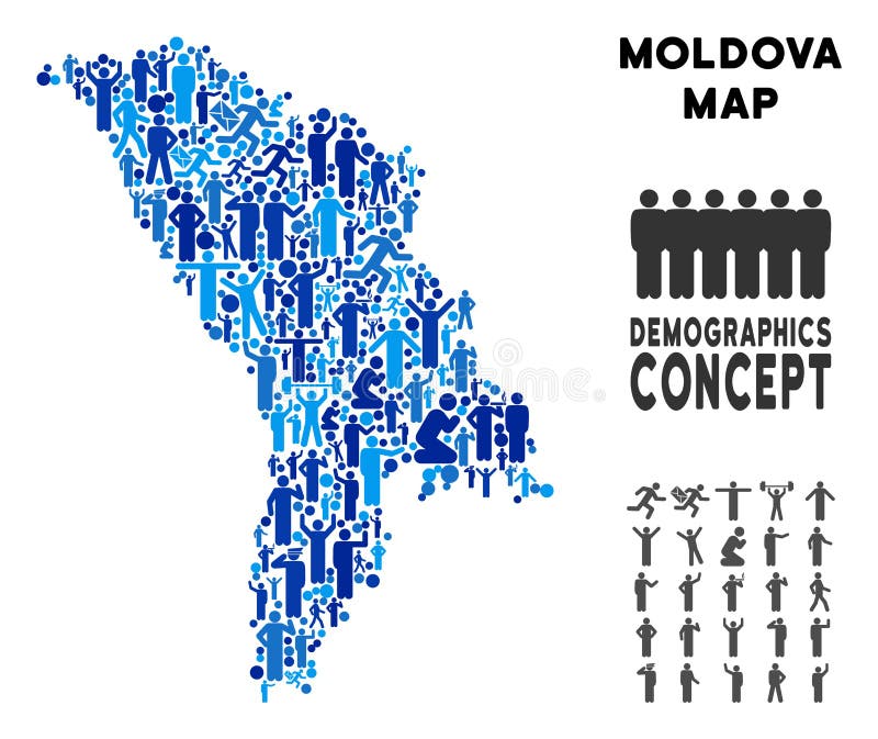 Demographics Moldova Map stock vector. Illustration of community