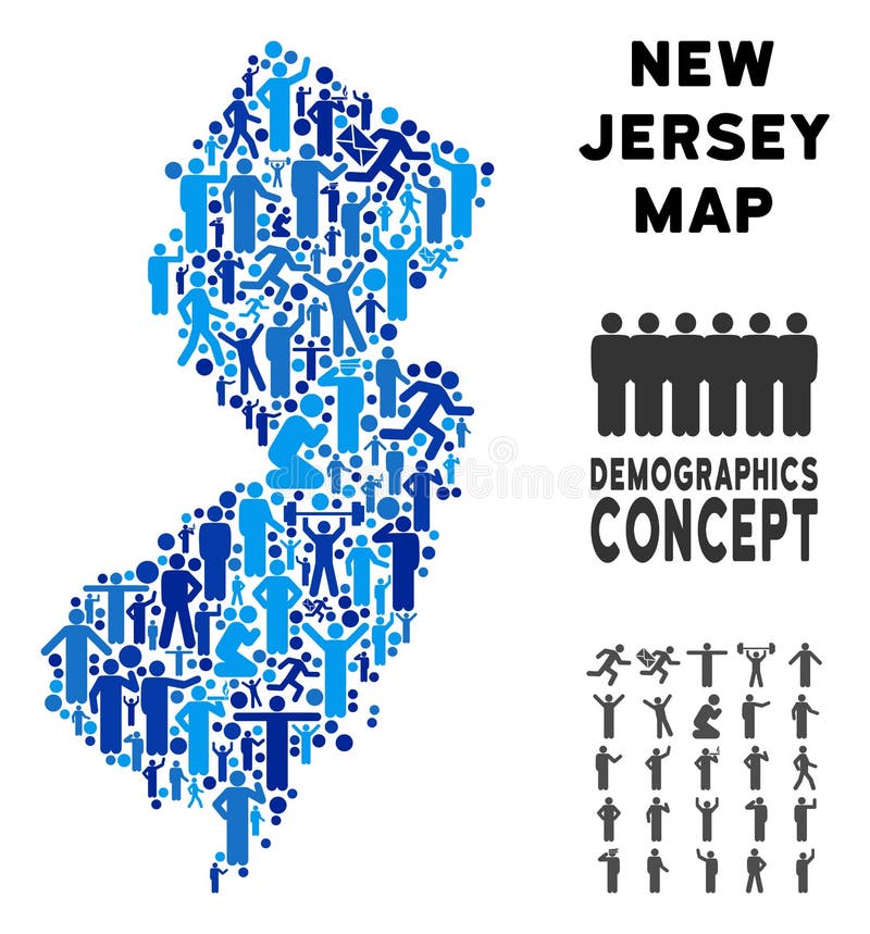 Demographics New Jersey State Map Stock Vector Illustration of mass