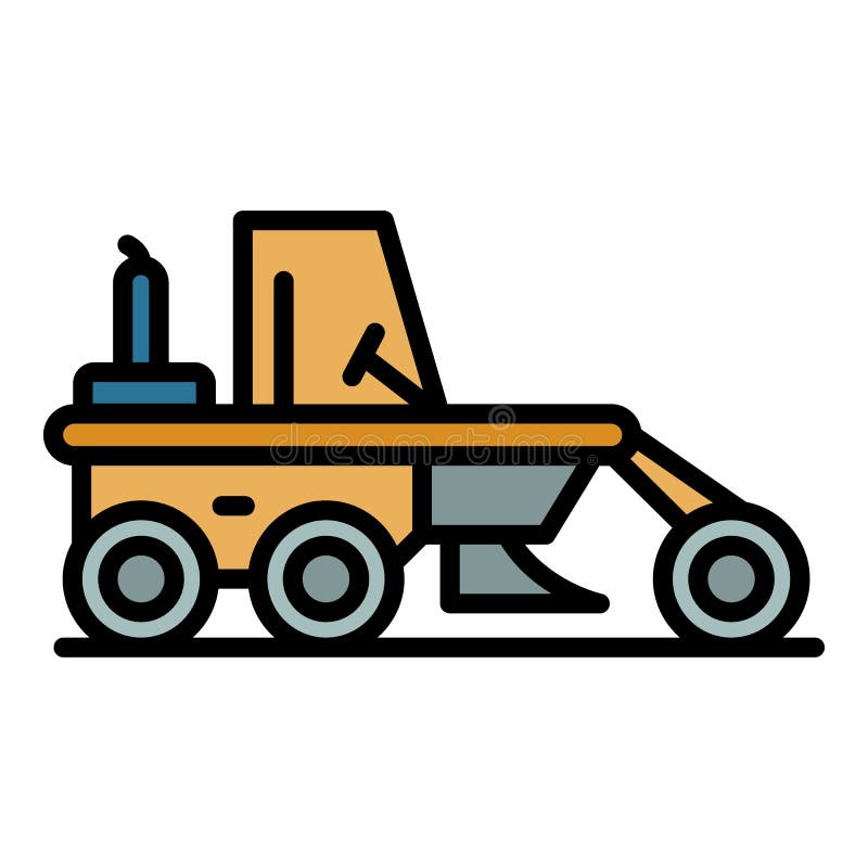 Demolition grader machine icon color outline vector royalty free illustration