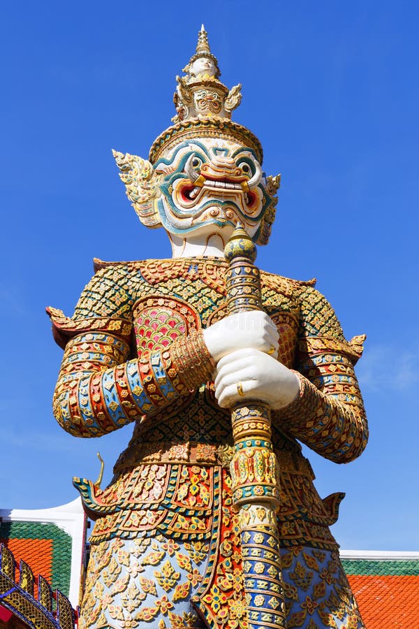 Demon Guardian in Wat Phra Kaew Temple of the Emerald Buddha, Grand Palace in Bangkok, Thailand