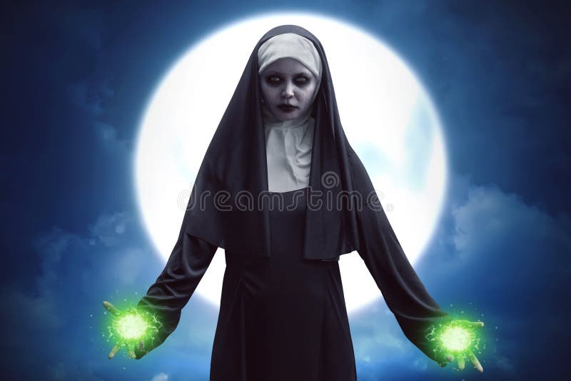Demon nun asian woman get green spell strength