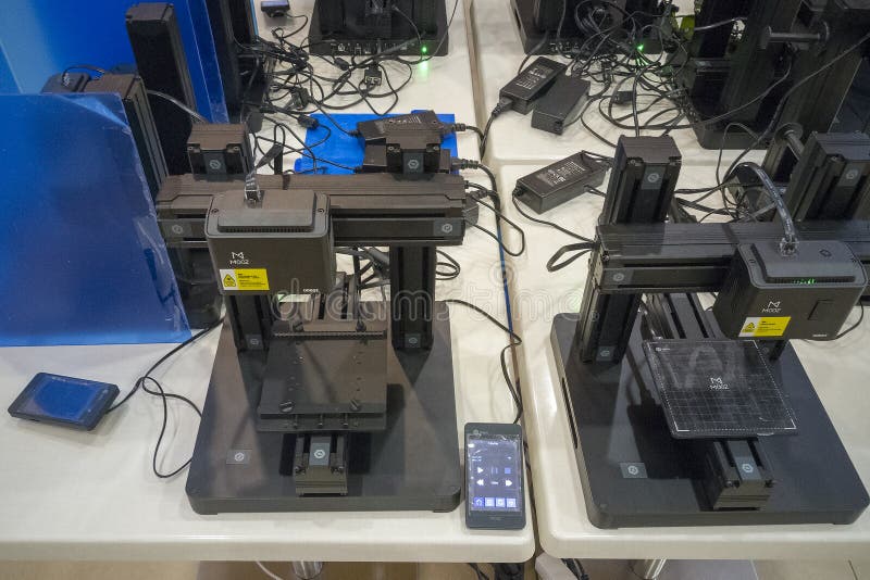 Demonstration of 3-D printers stock image Demonstration of 3-D printers stock image