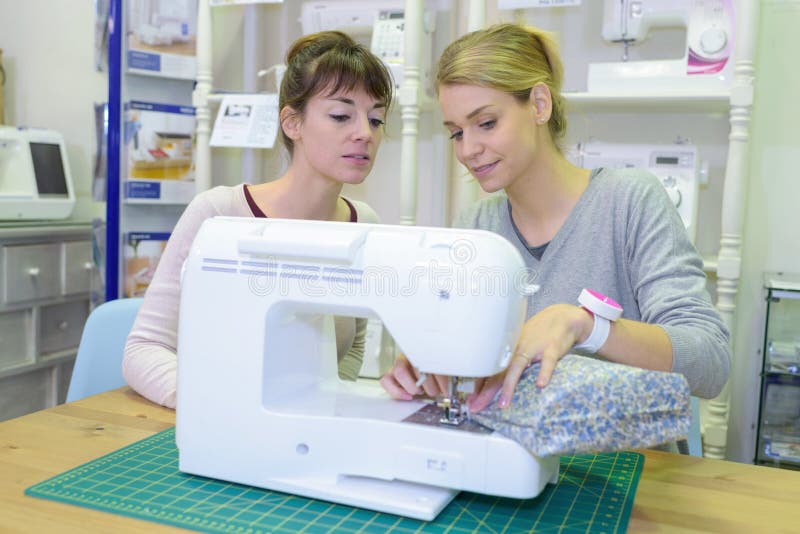 Demonstration on Using Sewing Machine Stock Image Image of buyer