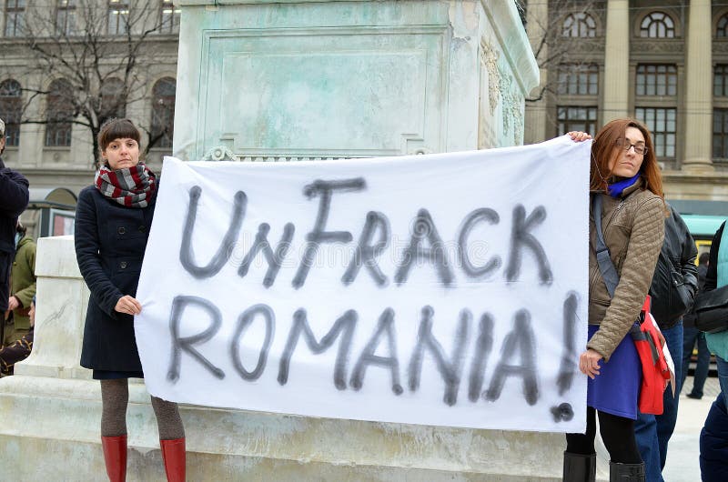 Demostración anti de Fracking y contra Rosia Montana Gold Corporation fotos de archivo