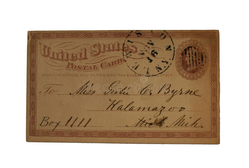 den adresserade centen imprinted kalamzoolewistonmichigan den ny en vykortet som postades till oss arkivbilder den adresserade centen imprinted kalamzoolewistonmichigan den ny en vykortet som postades till oss arkivbilder