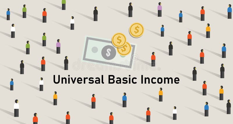 Universal basic income UBI is government guarantee for citizen receives a guaranteed minimum income vector illustration. Universal basic income UBI is government guarantee for citizen receives a guaranteed minimum income vector illustration