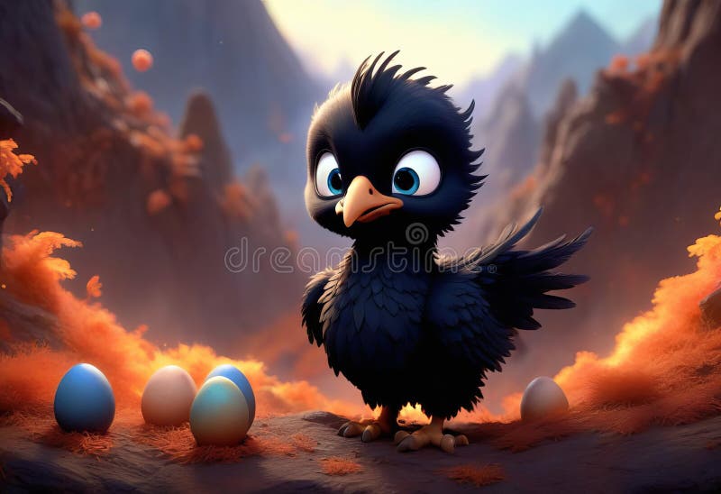 Den beundransvärda svarta foenix i bergen royaltyfri illustrationer