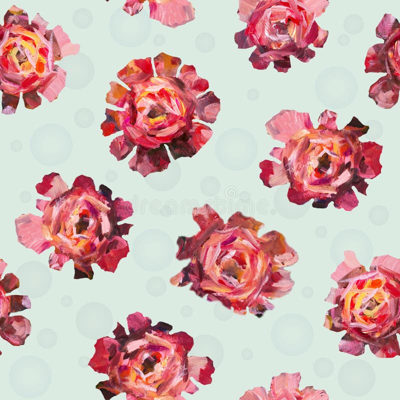 Den blom- blommamodellen av abstrakta rosor, pioner blommar med bollar på vit bakgrund stock illustrationer Den blom- blommamodellen av abstrakta rosor, pioner blommar med bollar på vit bakgrund stock illustrationer