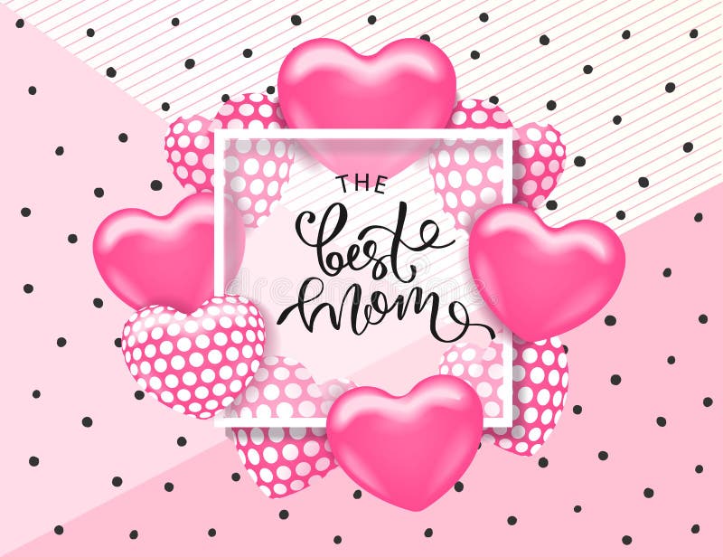 Den bästa mammakortmallen med gullig rosa hjärta och bokstäver Det kan användas för bakgrund, affischen, advertizingen, försäljni royaltyfri illustrationer Den bästa mammakortmallen med gullig rosa hjärta och bokstäver Det kan användas för bakgrund, affischen, advertizingen, försäljni royaltyfri illustrationer