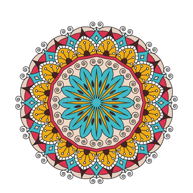 Den dekorativa arabiskarundan snör åt den utsmyckade mandalaen Tappningvektormodell för tryck eller rengöringsdukdesign Abstrakt vektor illustrationer