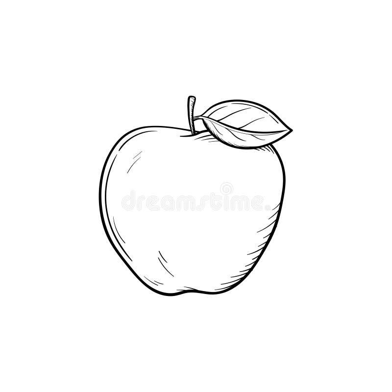 Den drog Apple frukthanden skissar symbolen stock illustrationer Den drog Apple frukthanden skissar symbolen stock illustrationer