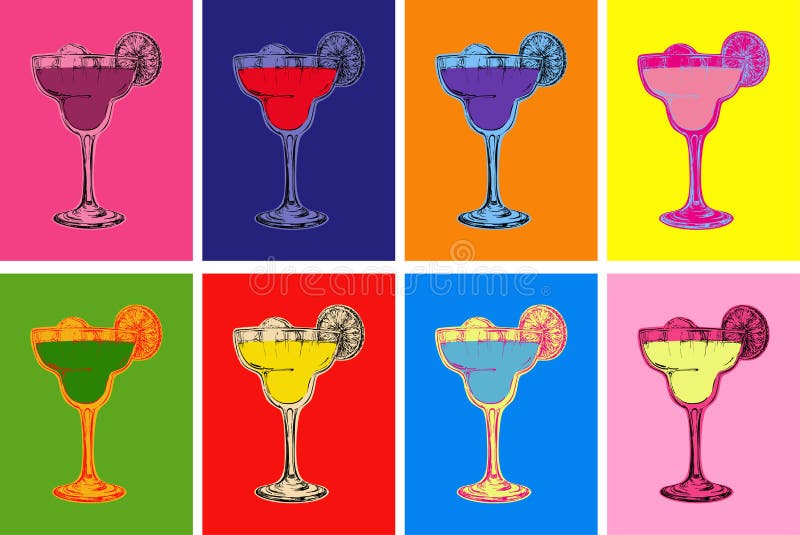 Den drog uppsättningen av den kulöra handen skissar Margarita Cocktail Drinks Vector Illustration vektor illustrationer Den drog uppsättningen av den kulöra handen skissar Margarita Cocktail Drinks Vector Illustration vektor illustrationer