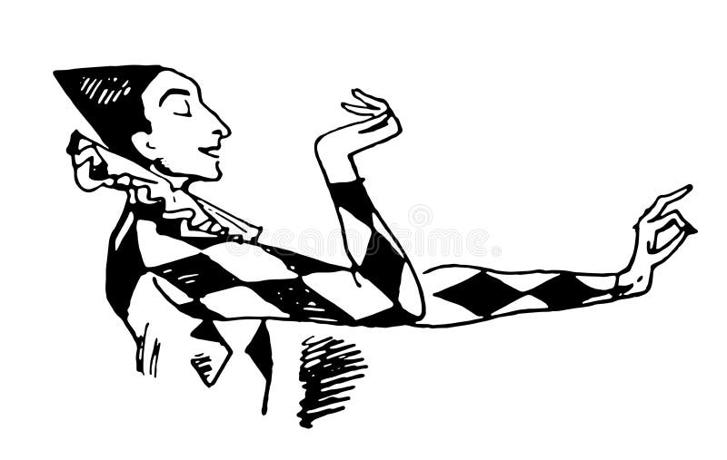Den drog vektorhanden skissar av gyckelmakareillustration på vit bakgrund royaltyfri illustrationer Den drog vektorhanden skissar av gyckelmakareillustration på vit bakgrund royaltyfri illustrationer