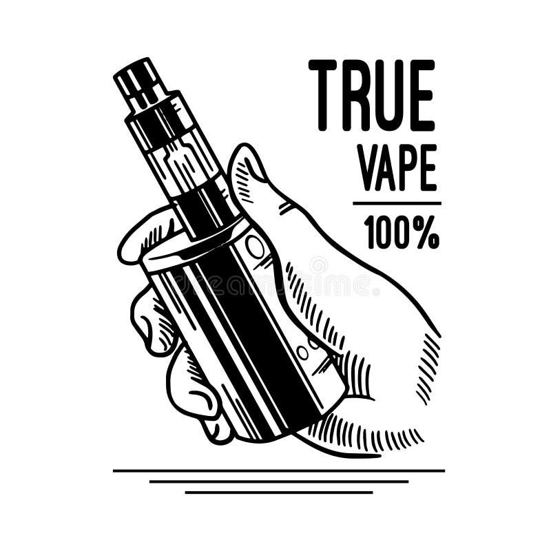Den elektronisk cigaretten och flytande, Vape shoppar monokromma emblem för vektorn, emblem vektor illustrationer Den elektronisk cigaretten och flytande, Vape shoppar monokromma emblem för vektorn, emblem vektor illustrationer