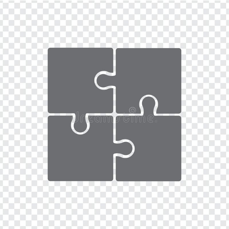 Den enkla symbolen förbryllar i grå färger på en genomskinlig bakgrund Enkelt symbolspussel av de fyra beståndsdelarna