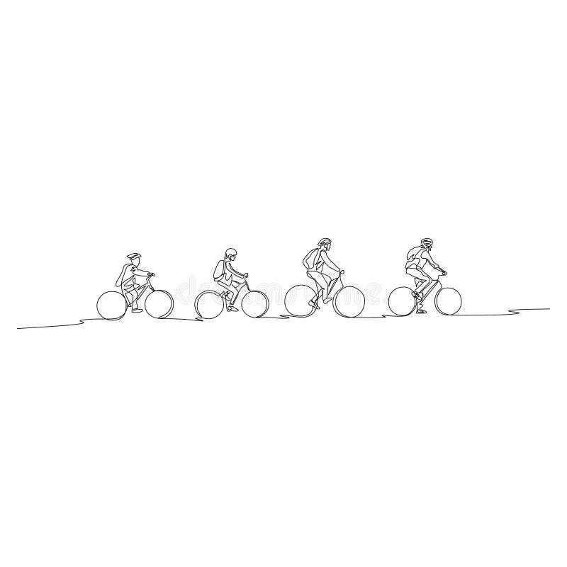 Den fortlöpande linjen familj på cyklar går att gå bolts muttrar f?r sammans?ttningsbegreppsfamilj royaltyfri illustrationer Den fortlöpande linjen familj på cyklar går att gå bolts muttrar f?r sammans?ttningsbegreppsfamilj royaltyfri illustrationer