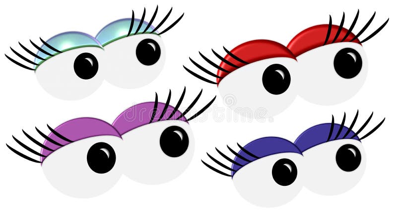 Colorful cartoon eyes with lashes. Colorful cartoon eyes with lashes